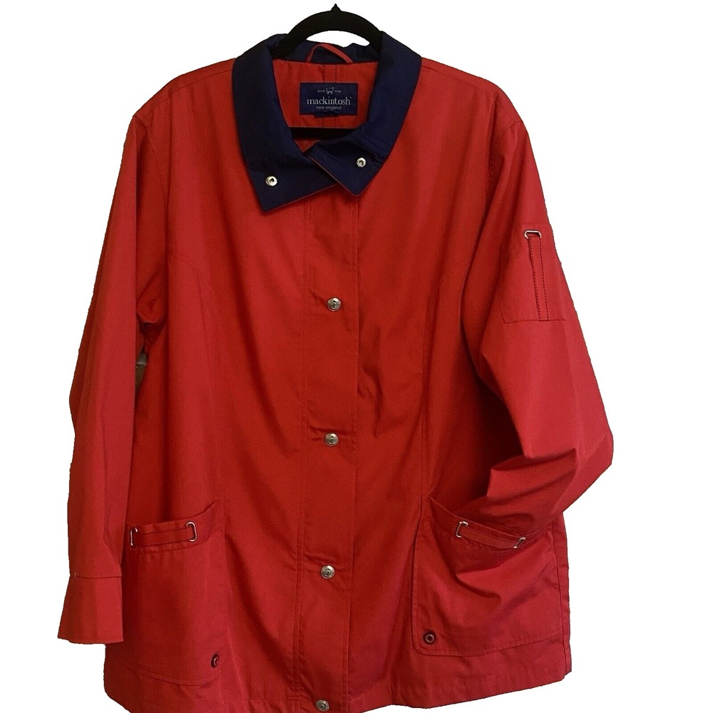 Macintosh New England Womens Red Blue Lightweight Lined‎ Layering Jacket Size 1X